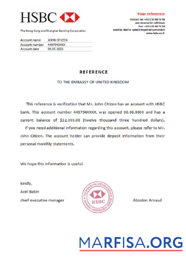 Blank France HSBC reference sample